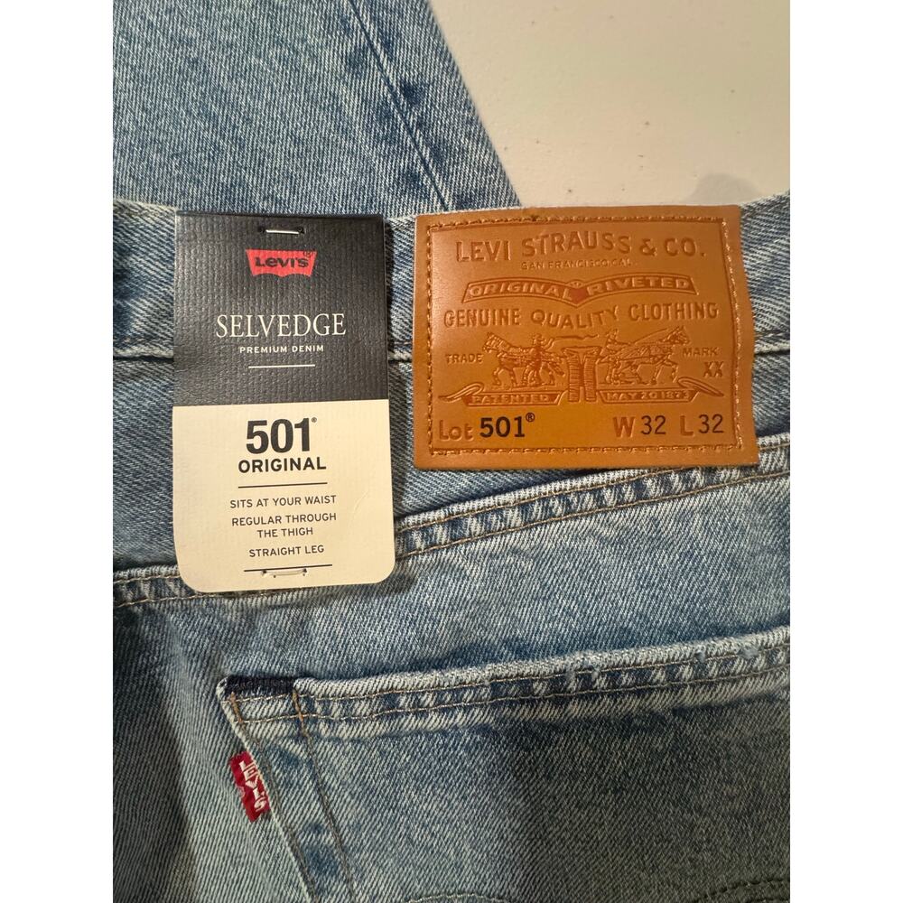 Levi's Premium 501Original Sashiko Selvedge PatchworkJeansMediumWash W32 L32 NWT - Picture 6 of 9